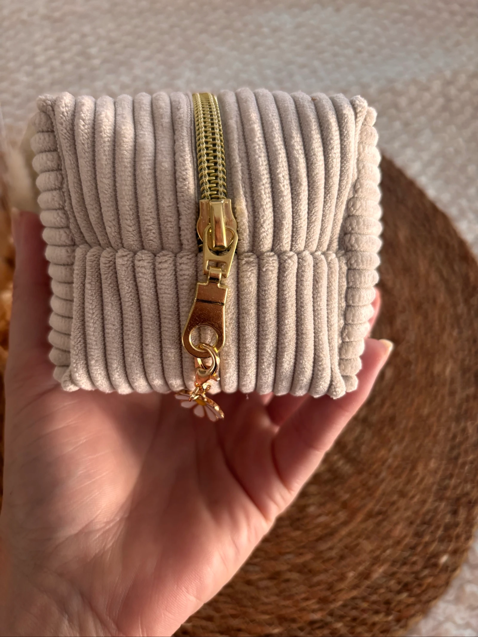 Trousse Écolier velours côtelé Beige 